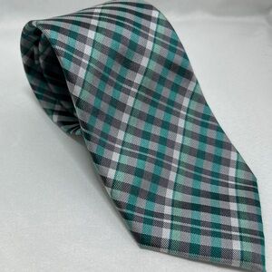 Countess Mara Silk Teal Plaid Men's Tie